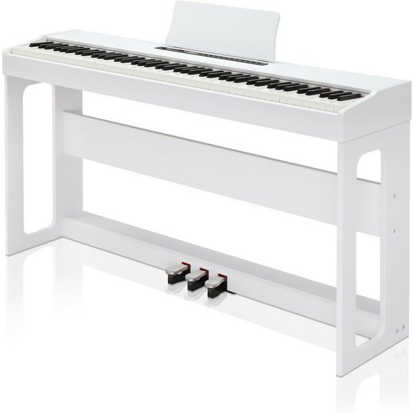 VINGLI Digitalpiano GDP-104 E Piano 88 Tasten, vollgewichtete Tastaturen, Dual Bluetooth, Digitalpiano mit Klavierständer, Weiß/Schwarz/Schwarznussbraun