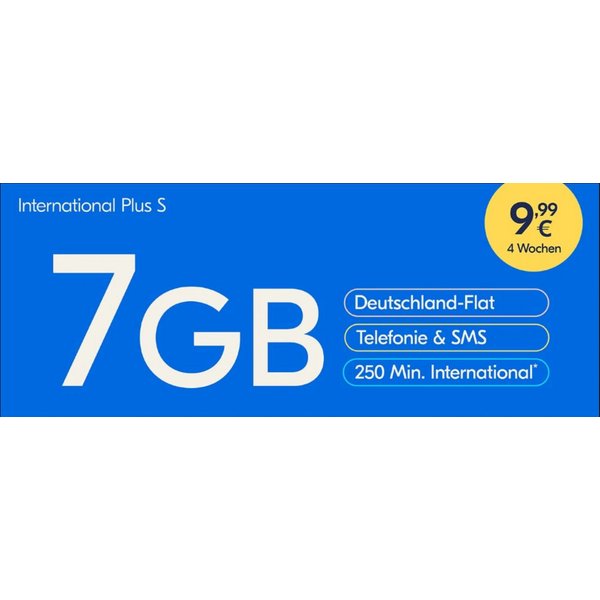 Lyca Mobile International Plus S Prepaid Smartphone Sim Karte ohne Vertrag Prepaidkarte, (7GB High-Speed-Daten)