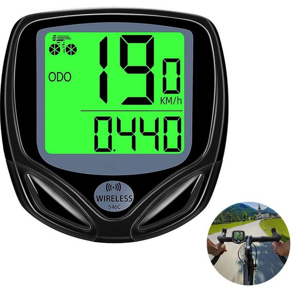 TUWENA Fahrradcomputer Wasserdichter kabelloser Fahrradcomputer mit LCD-Display, Automatisches Aufwachen, Nachtlicht