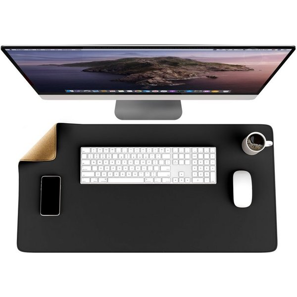 CSL Mauspad XXL Mousepad 800 x 400 x 3 mm, Tischunterlage, Elegante Leder Optik (1-St), rutschfest, abwaschbar, Geschwindigkeit & Präzision, schwarz