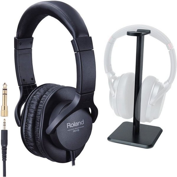 Roland Audio Roland RH-5 Kopfhörer mit Tisch-Stativ Kopfhörer (Große Ohrmuscheln, mit Stativ, geschlossene Bauweise)