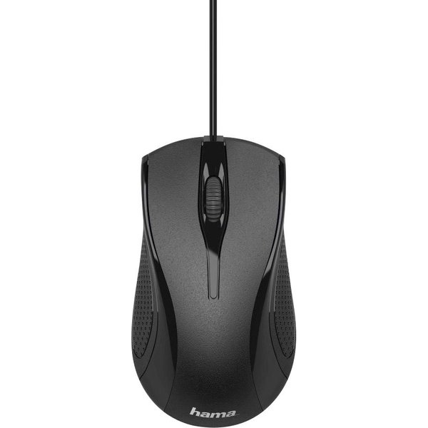 Hama Computermaus mit Kabel für Rechtshänder und Linkshänder, PC Maus Maus (kabelgebunden, Farbe Schwarz, 3 Tasten, Optische Office Maus)