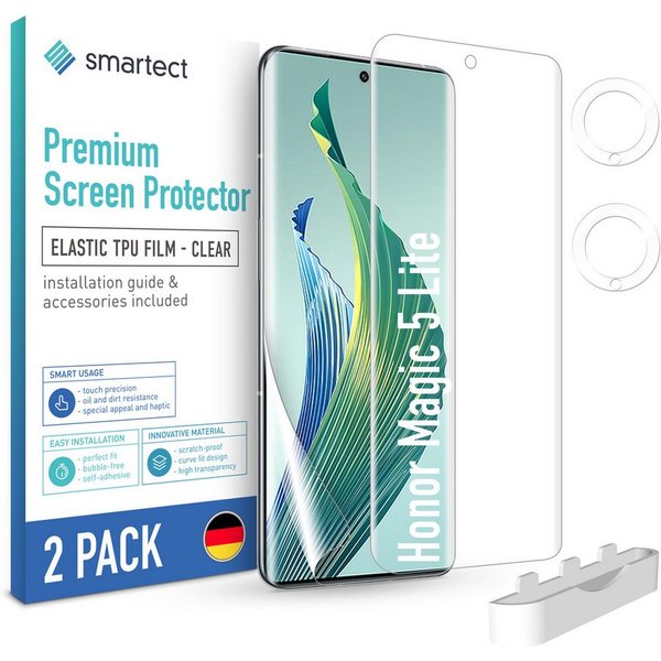 smartect Displayschutzfolie TPU Schutzfolie 2 + 2 Stück für Honor Magic 5 Lite (Display + Kamera) für Honor Magic 5 Lite, Set, 2 Stück, Ultra-klar, Kratzfest, B