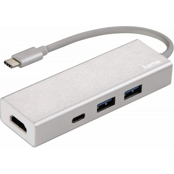 Hama USB-C USB-Hub 1:3 + HDMI auf USB Adapter USB-Kabel, SuperSpeed USB Type-C 3.1, HDMI-Ausgang für TV oder Monitor, Verteiler