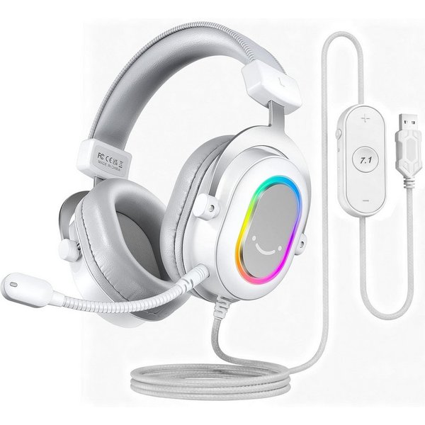 FIFINE Mikrofon Headset Gaming PC PS4 PS5 mit Mikrofon Over-Ear Kopfhörer mit Kabel, RGB-Design, 3 Sound-Modi, Surround-Sound und Ohrpolster