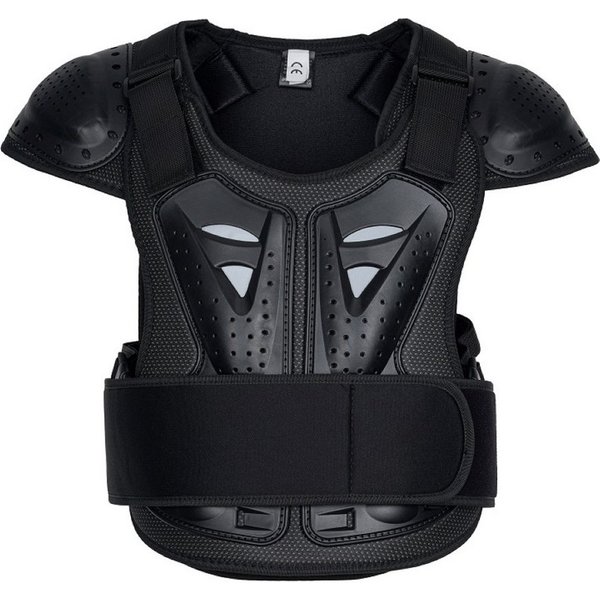 FunSport-Factory Protektorenweste Protektorenweste Kinder Jugend Body Protector Schwarz, Hartschale, atmungsaktiv, verstellbar, flexibler Rücken