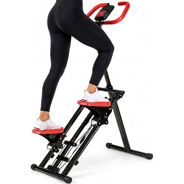 kehot Stepper Treppenstepper klappbar mit Handgriff, bis 100 kg (3-fach höhenverstellbar mit großen 12 x 27 cm Pedalen, Mit 6 Widerstandsbändern für Arm- und Ob