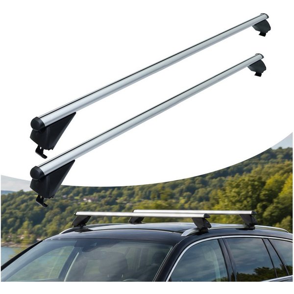relaxdays Dachträger Aluminium geschlossene Reling (2-St), silber, 124 cm