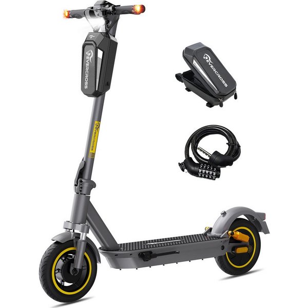 EVERCROSS TECH E-Scooter mit Straßenzulassung (ABE), 10" Runflat Reifen, Blinker, mit APP, 15,6AH Akku, 80KM/150KM, Handtasche, LED-Display