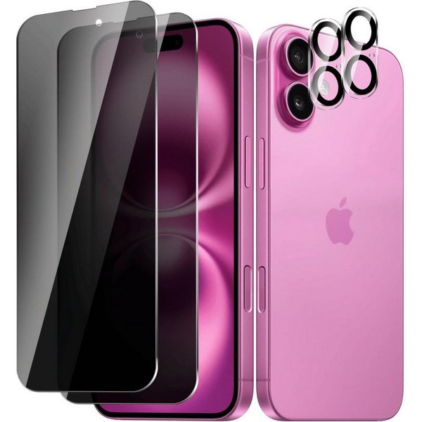 SmartUP Displayschutzglas 2X Schutzglas für iPhone 16 Plus Sichtschutz Panzerglas Display Kamera für iPhone 16 Plus, Blickschutz, Anti-Spy