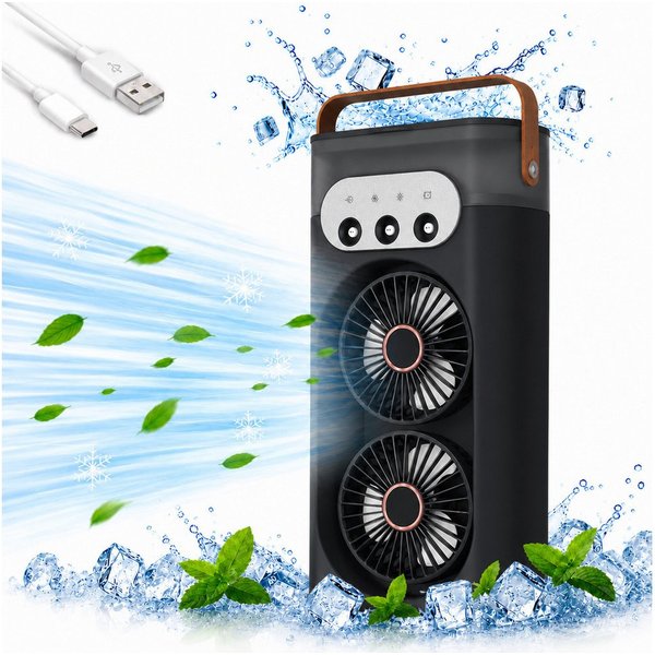 MOPUEA Ventilatorkombigerät Tragbarer Luftkühler Ventilator Multifunktion-Kühlgebläse, Mobiler Luftkühler mit Wasserkühlung, 400ML Wassertank