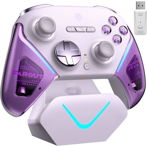 ANYSUN D10 Controller PC mit Ladestation, Controller PC Wireless Gaming-Controller (mit TMR Joystick & 2 in 1 Trigger, Wireless-Bluetooth-Gamepad, 1000Hz Pollin