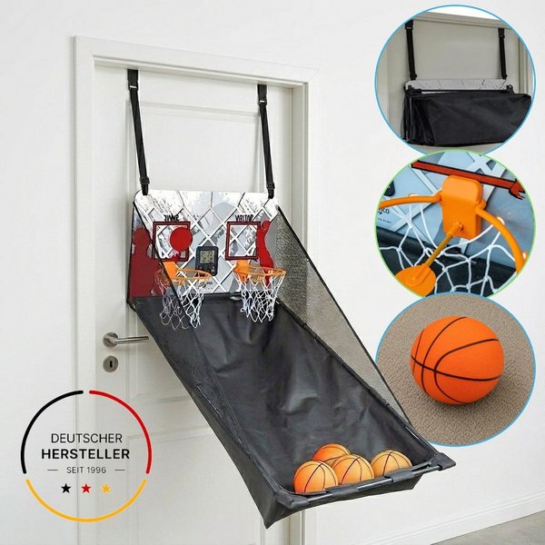 FASports Basketballkorb Indoor-Basketballspiel Bascade für die Tür mit LCD-Anzeigen, faltbar (für 2 Spieler ab 6 Jahre mit, 1-St., 2 Mini-Basketballkörben, 4 Bä