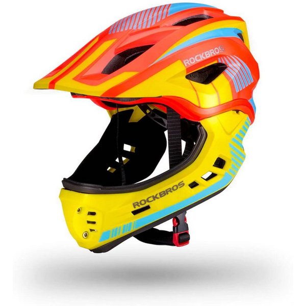 ROCKBROS Kinderfahrradhelm TT-32 (Fahrradhelm Set, Kinderhelm Set mit Kinnschutz), Kinderhelm mit abnehmbarem Fullface Kinnschutz