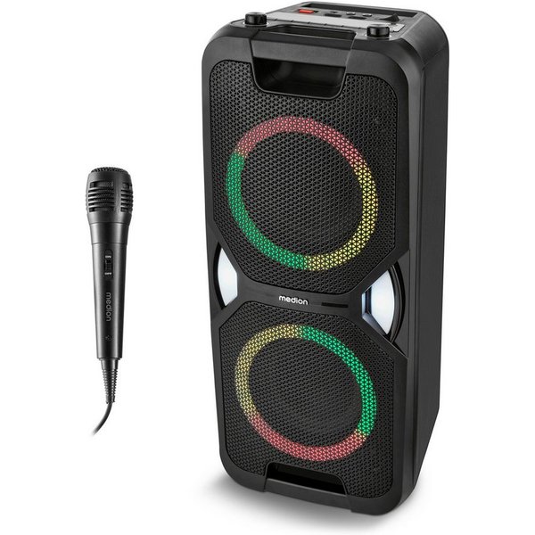 Medion® Partylautsprecher MEDION® LIFE® PE-1 Pure (MD400000) Bluetooth-Lautsprecher (Bluetooth 5.4, 25 W, Lichteffekte, Karaoke, Bluetooth, USB)