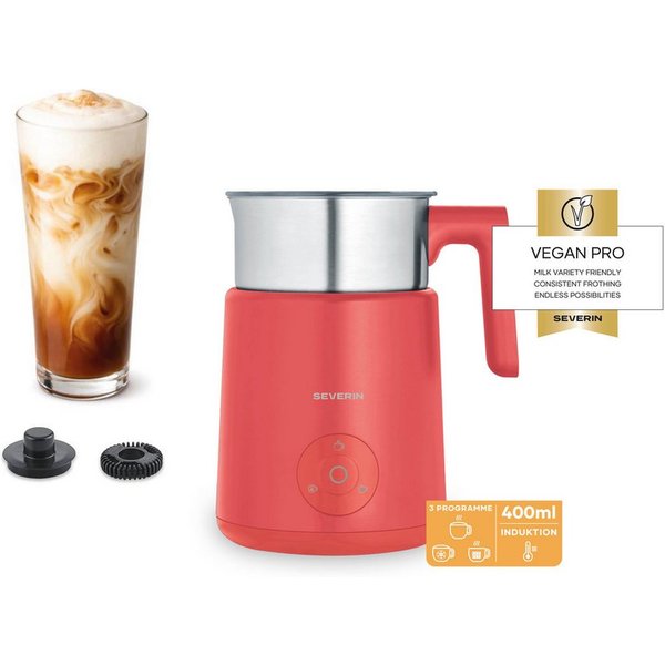 Severin Milchaufschäumer SPUMA LITE SM 3595, 500 W, kaltes & warmes Aufschäumen, Schoko-Funktion, auch vegane Milch, pink