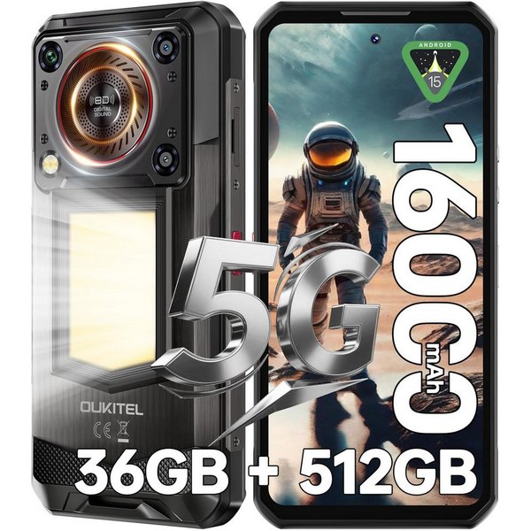 OUKITEL WP56 5G Outdoor Smartphone (17,27 cm/6.8 Zoll, 512 GB Speicherplatz, 108 MP Kamera, 16000mAh, IP68 Wasserdicht Baustellenhandy, Android 15, NFC, OTG, GP