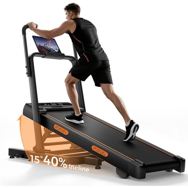 BAYMATE Laufband Für Zuhause Laufbänder (130 cm extra lange Handläufe für mehr Stabilität, leiser Betrieb, perfekt fürs Homeoffice, für mehr Stabilität, platzsp