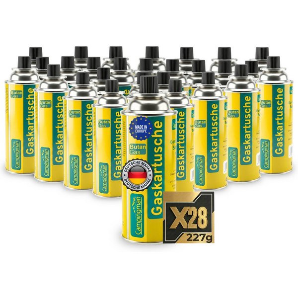 Campingman Gaskartusche Gaskartuschen 227g MSF-1A im –Unkrautbrenner & Gasgeräte, 28 St., Butangas Kartusche mit Ventil für Campingkocher