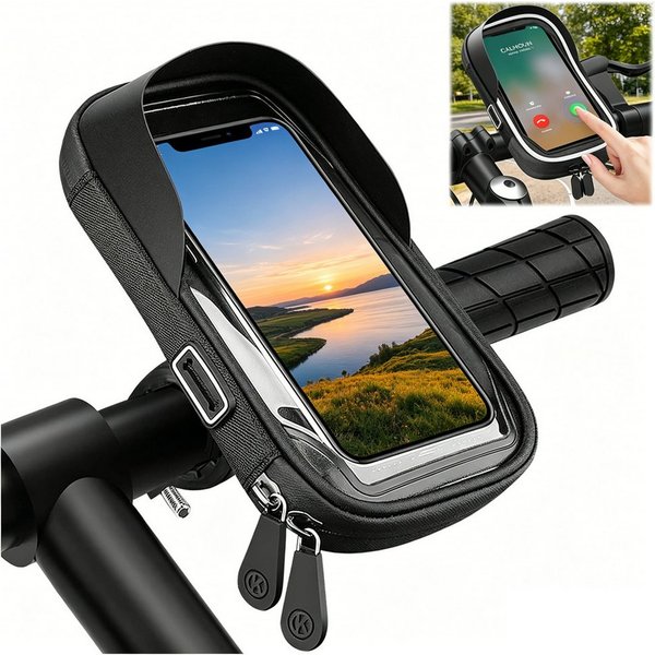 MOPUEA Smartphone-Halterung Wasserdicht Handyhalterung Handyhalter Fahrrad Lenkertasche Halter, (bis 6,4 Zoll, 1-tlg., 360° Drehbare Fahrradhalterung Handy Halt