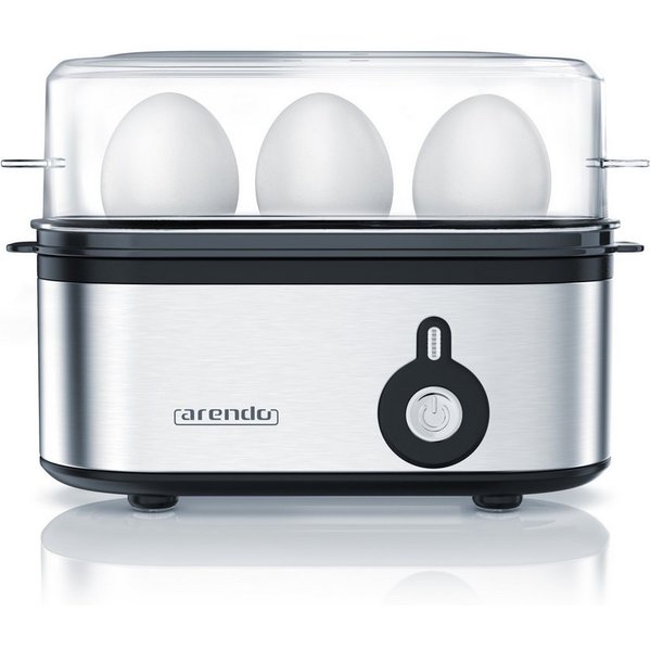 Arendo Eierkocher 3-fach, Edelstahl, Ein / Aus-Schalter, frei wählbarer Härtegrad, Anzahl Eier: 3 St., 210 W, Threecook Egg Cooker, GS, BPA-frei, für 1 bis 3 Ei
