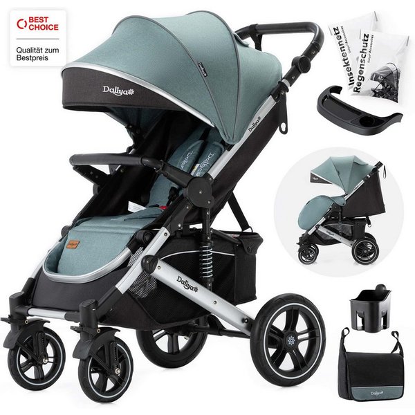 Daliya® Kinder-Buggy RAPIDY Buggy Kinderwagen, XXL Set, kompakt, Kinderbuggy, Sportwagen, (XXL 10-tlg. Komplettset, 10-tlg), Liegeposition, Fußsack, Spieltisch,