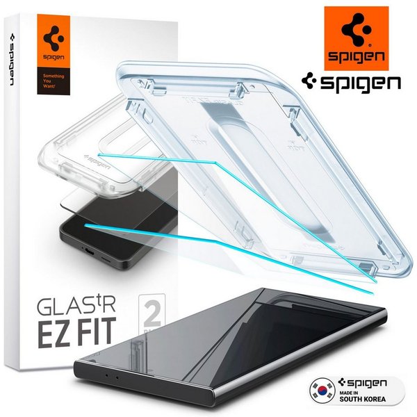 Spigen Displayschutzglas 2x Panzerglas für Samsung s24 Ultra Displaychutz Schutzglas für Samsung Galaxy S24 Ultra, Displayschutz-Set, 2 Stück, 9H Hartglas, Oleo