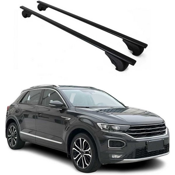 OMAC Dachträger Grundtäger für VW T-Roc 2017-2025 75kg Metall Schwarz 2 tlg (2-St), Wasserbeständig,Abnehmbar,Multifunktional,Leichtgewichtig