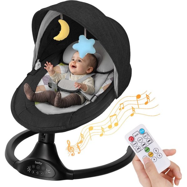 Insma Babywippe elektrisch Babyschaukel 5 Gang Schaukelstuhl Baby, 5-Punkt Sicherheitsgurt, 0-6 Monat max. 9kg