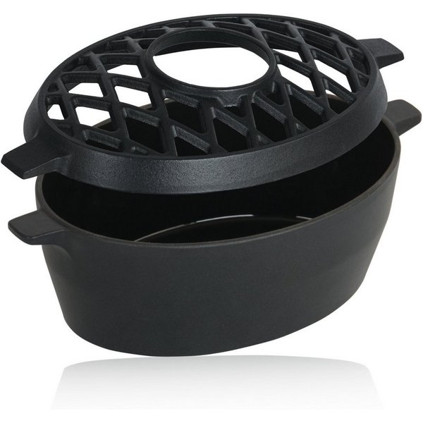 BBQ-Toro Luftbefeuchter Gusseisen Luftbefeuchter emailliert schwarz, 2,7 Liter, Wasserverdunst
