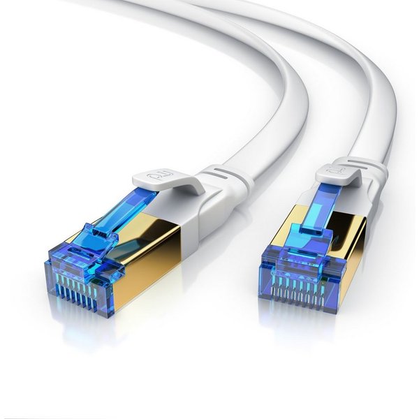 Primewire Patchkabel flach CAT 8, Gigabit Flachband Netzwerkkabel 40 Gbit/s - 5m LAN-Kabel, CAT.8, RJ-45 (Ethernet) (500 cm), für Router, Modem, Switch, PC, ide