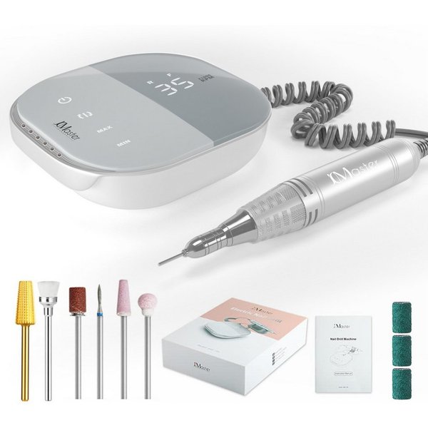 JCMaster Maniküre-Pediküre-Set TouchPro+ Nagelfräser 35000RPM mit Aufsätze Bits, Profi Nagel Fräsmaschine für Gelnägel, Acrylnägel, Kunstnägel