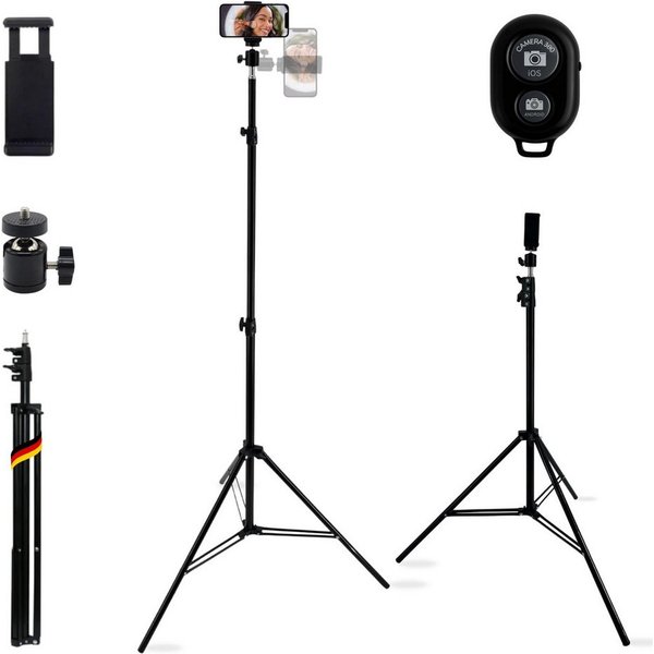 TronicXL Handy-Halterung Handystativ groß mit Fernbedienung Bluetooth Smartphone Stativ Halter, (für Samsung Galaxy, 1-tlg., für apple iPhone Xiaomi, 210cm Halt