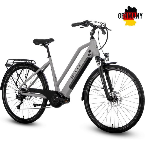 SAXXX E-Bike Cityrad 28 Zoll, 70 Nm Mittelmotor, DST, max. 100km, 95 % vormontiert, 9 Gang SHIMANO Alivio Schaltwerk, Kettenschaltung, Mittelmotor, 418 Wh, (Ped