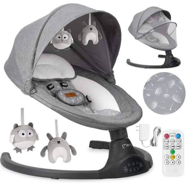MoMi Babywippe Kenani, Elektrische Babywippe mit Bluetooth und Fernbedienung