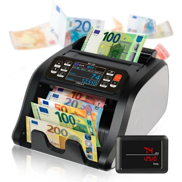 Jubula Banknotenzähler Mv-300, EUR USD GBP, Geldzählmaschine für gemischte Geldscheine, Exakt