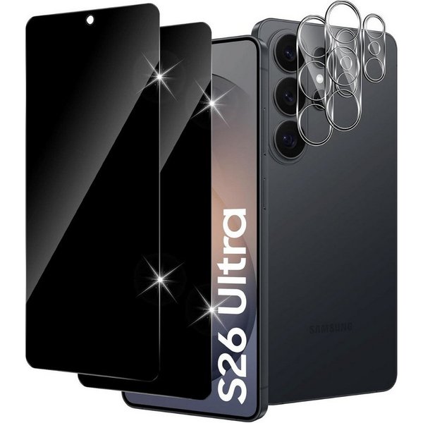SmartUP Displayschutzglas 2X Schutzglas für Samsung Galaxy S26 Ultra Blickschutz Display Kamera für Samsung Galaxy S26 Ultra, 4 Stück, Anti-Spy, Blickschutz, Pr
