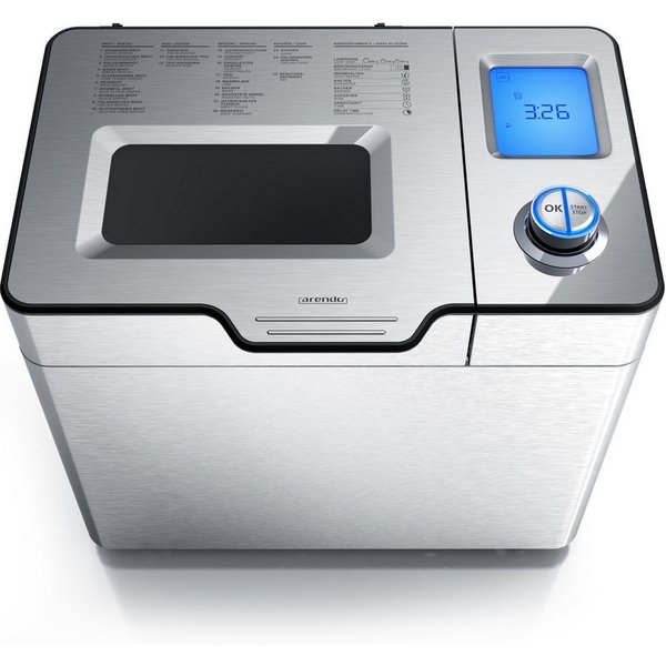Arendo Brotbackautomat 25 Programme, 1kg Kapazität, automatisches Zutatenfach, 25 Programme, 550 W, glutenfreies Backen, Joghurtfunktion, BPA-frei, Direktantrie