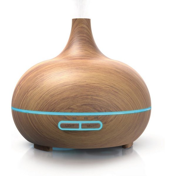 Arendo Diffuser Ultraschall LED Aroma Diffusor 300ml, Luftbefeuchter, Holzdekor, Timer, 0,3 l Wassertank, fürs Schlafzimmer, Raumbefeuchter, Nachtlicht, leises 