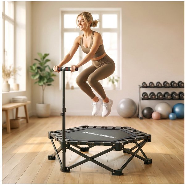 SPORTNOW Fitnesstrampolin Mini Trampoline mit Schnellfaltmechanismus leise Trampolin, Ø 104 cm, (Mini Trampoline, 1 tlg., leise Trampolin), 180kg Belastbar, für