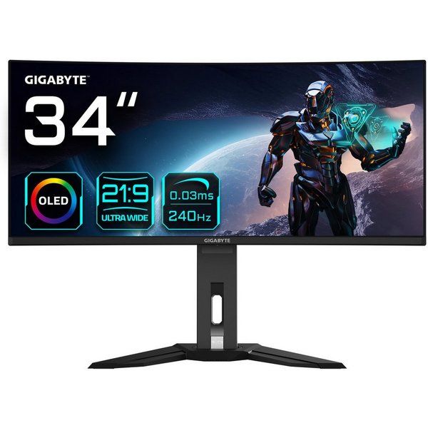 Gigabyte MO34WQC2 Curved-OLED-Monitor (86,8 cm/34 ", 3440 x 1440 px, WQHD, 0,03 ms Reaktionszeit, 240 Hz, OLED)