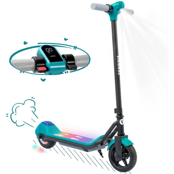 Vankel Cityroller E Scooter Kinder ab 6 Jahren, Elektro Kinderroller, Bluetooth, 8km, 14 km/h, E-Scooter, Cityroller mit Beleuchtung, LED-Display, farbige Licht