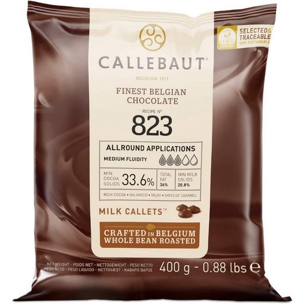 Callebaut Schokolade CALLEBAUT, Rezept No. 823, Vollmilch Schokoladenkuvertüre, 400 g