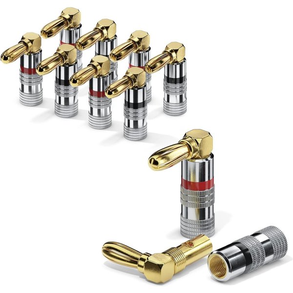 sonero Bananenstecker 90° gewinkelt 4er-Set für Lautsprecherkabel max. 6mm² Audio-Kabel