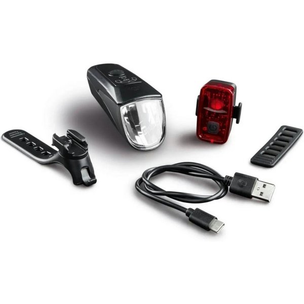crivit Fahrradbeleuchtung Fahrrad Leuchten Set LED Fahrradbeleuchtung Licht 15/30/70 Lux, umschaltbarer Leuchtstärke