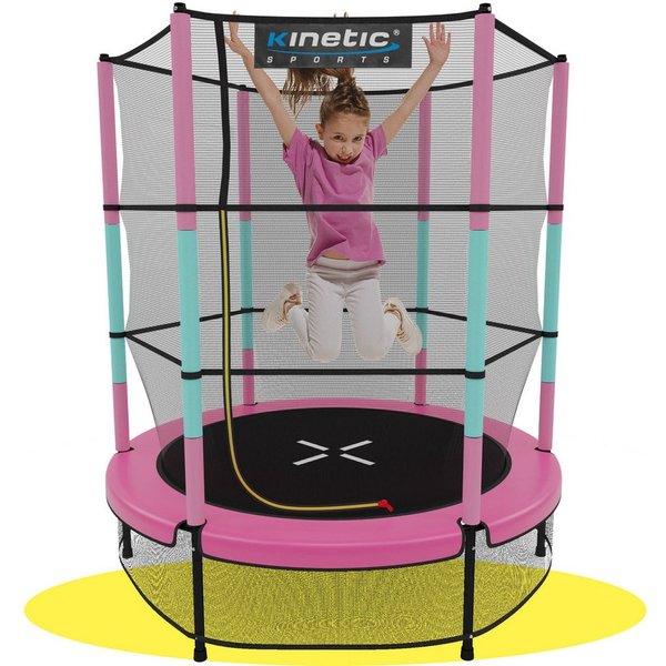 Kinetic Sports Gartentrampolin JUMPER 140, Ø 140 cm, Gummiseil Fun Jumper mit Sicherheitsnetz, Schutzpolster