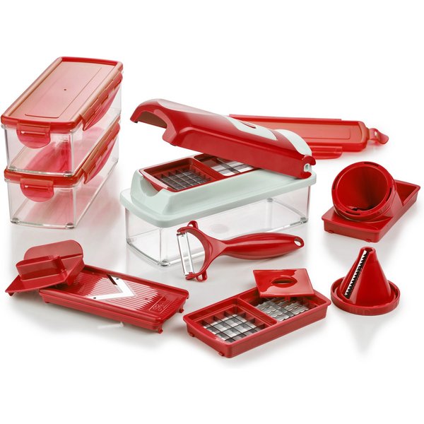 Genius Gemüseschneider Nicer Dicer Smart, inkl. Julietti, Set 16-tlg., Würfel, Stifte, Scheiben, Streifen, Viertel und Gehobeltes!