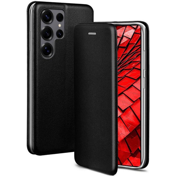 ONEFLOW Handyhülle für Samsung Galaxy S25 Ultra Premium Hülle Business Cover Schwarz 6,9 Zoll, 360 Grad Schutzhülle Flip Case Etui Klapphülle Dünn Leder Handy T