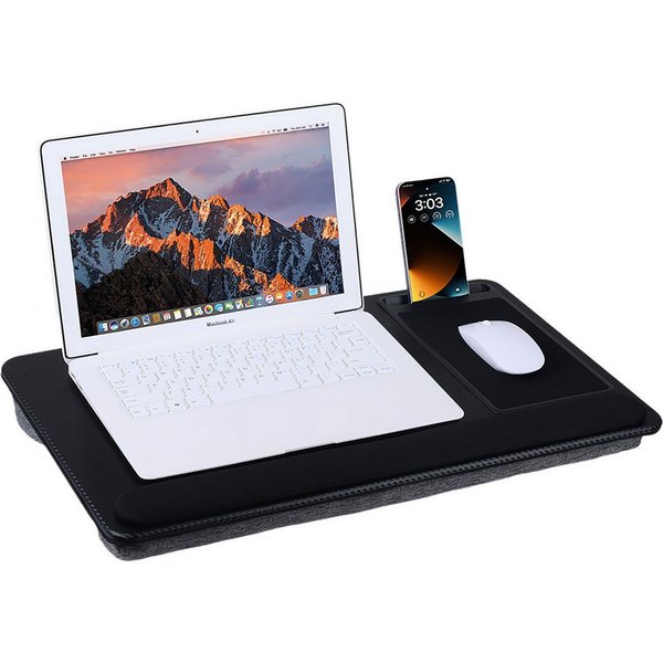 shop'n smile ideoon Laptop-Ständer Multifunktionale Laptopunterlage mit Mauspad & Handyhalterung Tragbar, (Doppelkissen für fühlende Funktion/36 x 5,5 x 57,5 cm