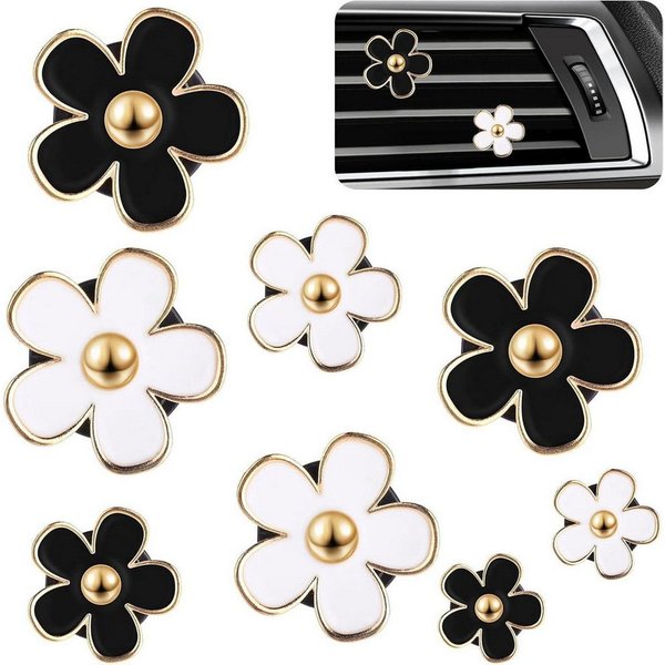 LuxusKollektion Auto-Fußmatten Lufterfrischer Auto Gänseblümchen Clip Diffusor Schwarz Weiß